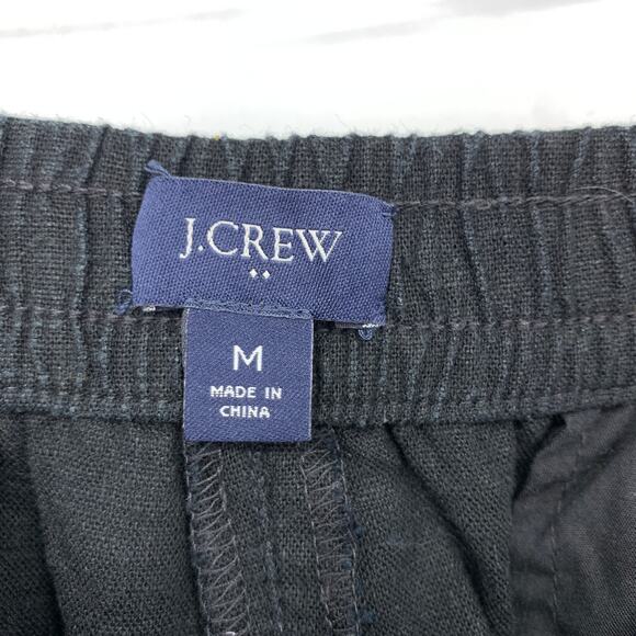 J.Crew Factory Pull On Linen Blend Shorts Womens Sz M Black Drawstring Waist - Picture 5 of 5